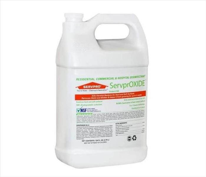 servproxide in a white jug-like bottle with green and orange lettering